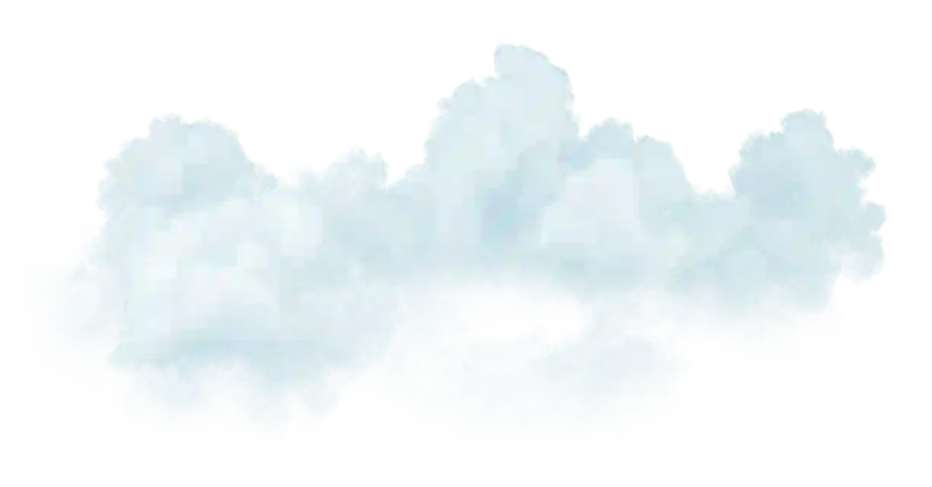 Ilustración de una nube blanca y esponjosa que evoca el ambiente brumoso del bosque nuboso de Mashpi Lodge&#039.